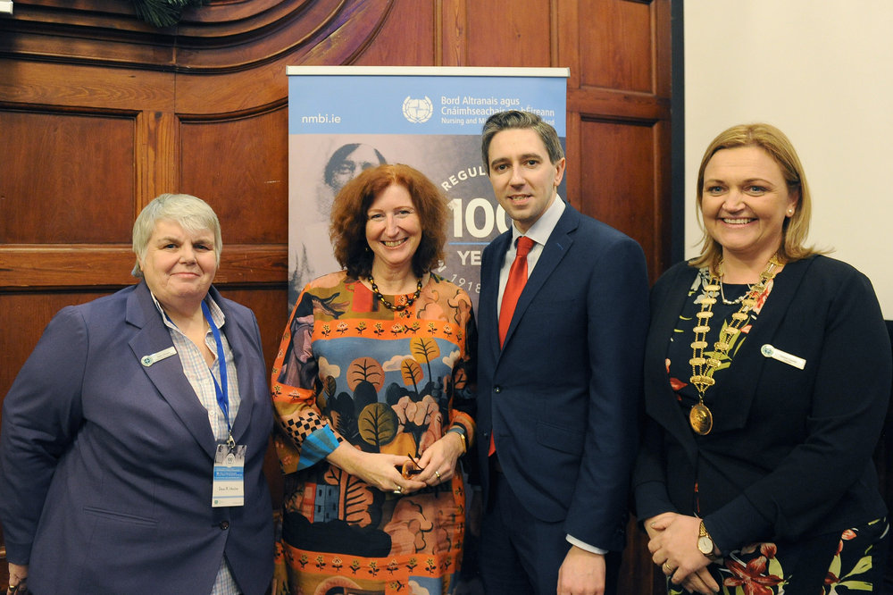 Left to right: NMBI Interim CEO Dawn Johnston, Dr Sally Pairman, CEO of the International Confederation of Midwives, Minister for Health, Simon Harris and NMBI President, Essene Cassidy