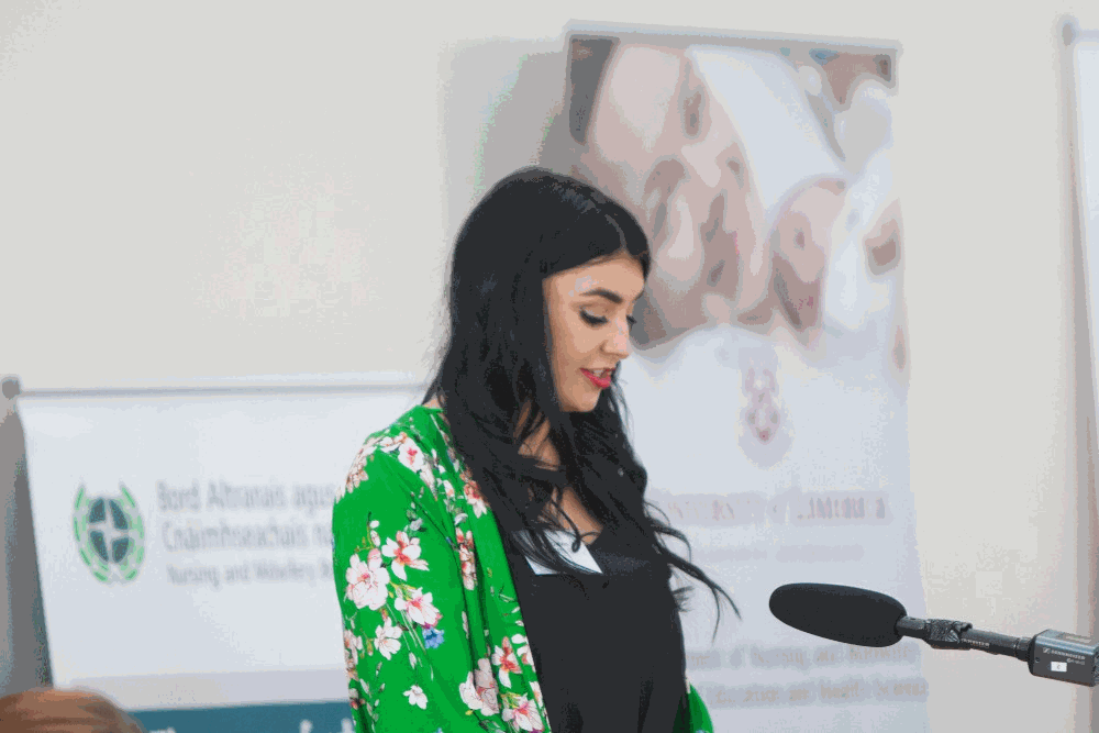 Lane Galvin speaking at NMBI’s National Student Midwife Debate 