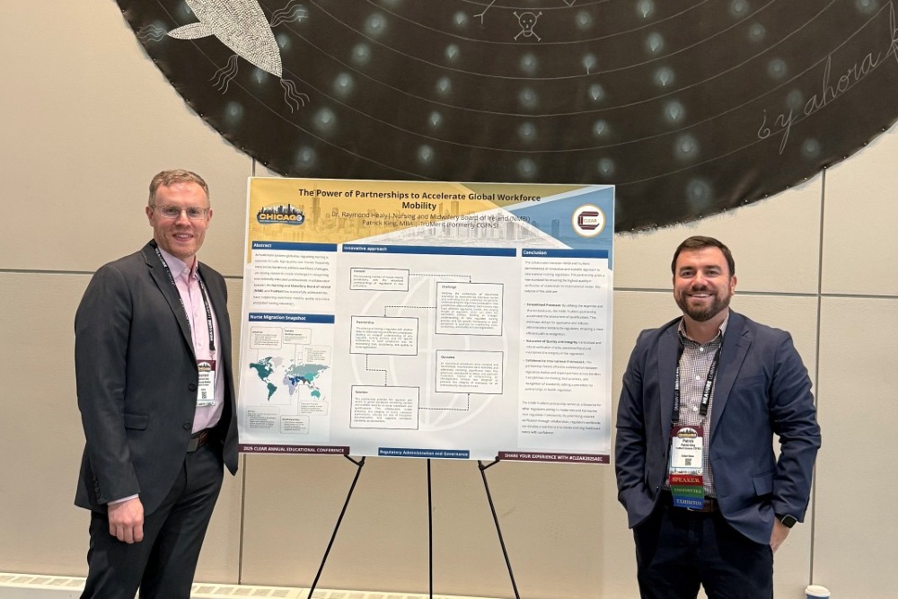 Dr Ray Healy presents a poster on the Power of Partnerships to Accelerate Global Workforce Mobility